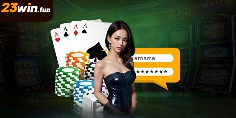 Giao diện chính thức với nút đăng nhập 23WIN nổi bật