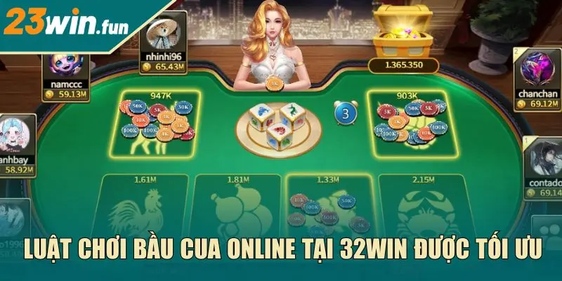 Luật chơi bầu cua online tại 32Win được tối ưu